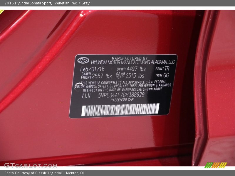 Venetian Red / Gray 2016 Hyundai Sonata Sport
