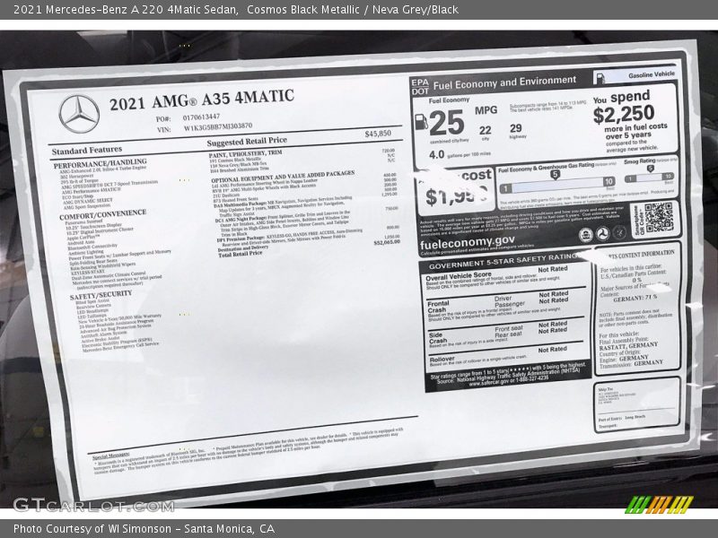 Cosmos Black Metallic / Neva Grey/Black 2021 Mercedes-Benz A 220 4Matic Sedan