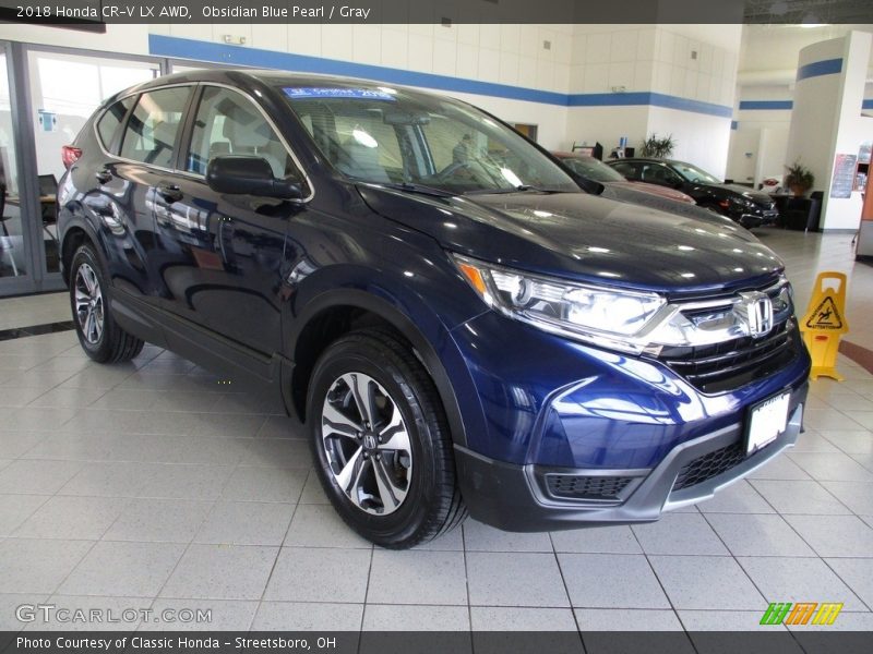 Obsidian Blue Pearl / Gray 2018 Honda CR-V LX AWD