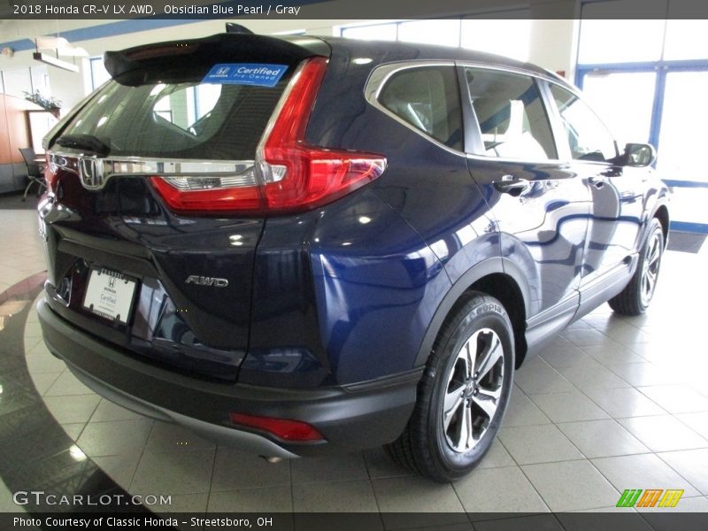 Obsidian Blue Pearl / Gray 2018 Honda CR-V LX AWD