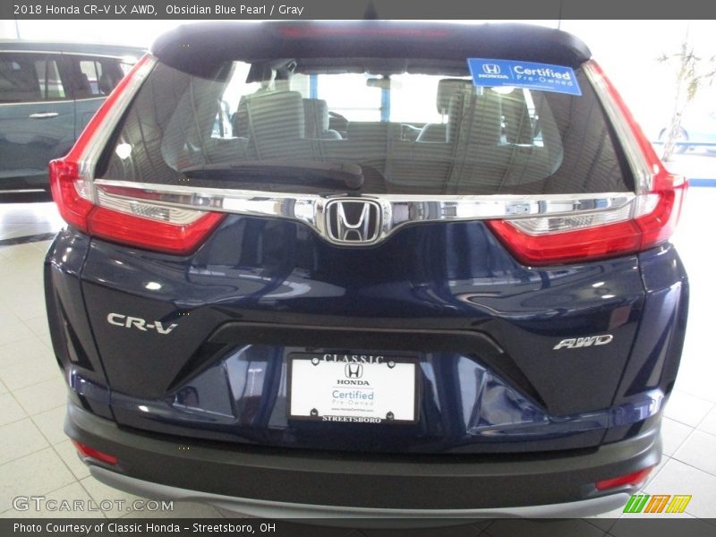 Obsidian Blue Pearl / Gray 2018 Honda CR-V LX AWD