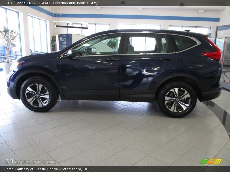 Obsidian Blue Pearl / Gray 2018 Honda CR-V LX AWD