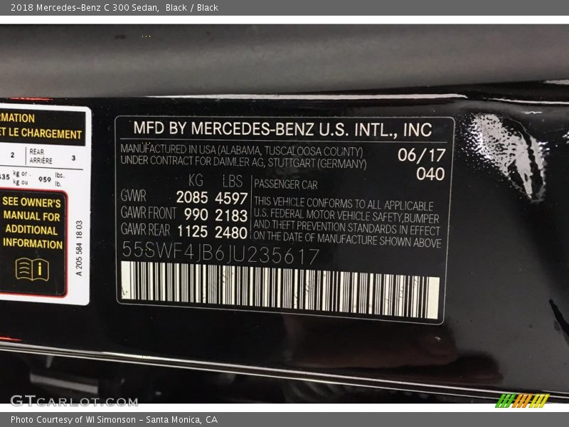 Black / Black 2018 Mercedes-Benz C 300 Sedan