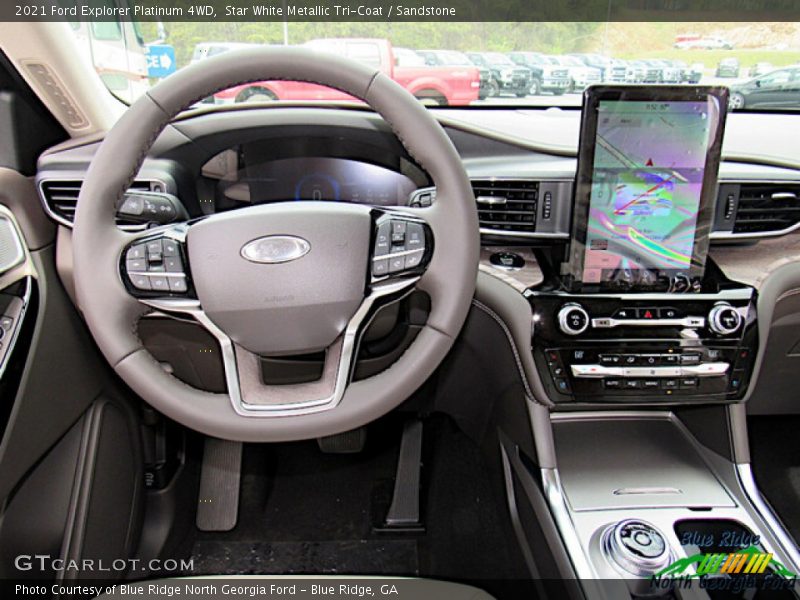 Star White Metallic Tri-Coat / Sandstone 2021 Ford Explorer Platinum 4WD