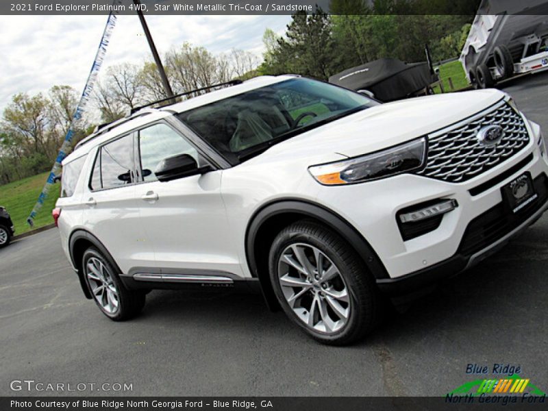 Star White Metallic Tri-Coat / Sandstone 2021 Ford Explorer Platinum 4WD