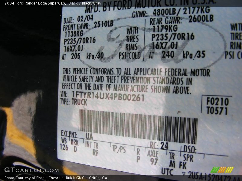 Black / Black/Gray 2004 Ford Ranger Edge SuperCab