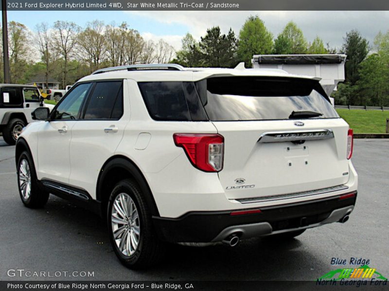Star White Metallic Tri-Coat / Sandstone 2021 Ford Explorer Hybrid Limited 4WD