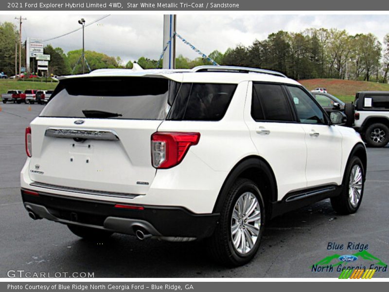 Star White Metallic Tri-Coat / Sandstone 2021 Ford Explorer Hybrid Limited 4WD