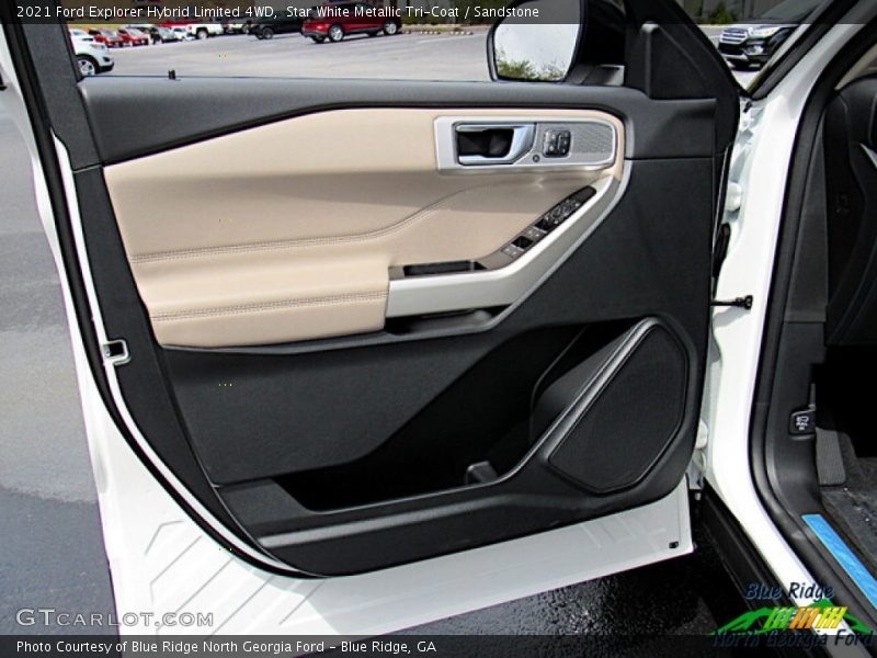 Star White Metallic Tri-Coat / Sandstone 2021 Ford Explorer Hybrid Limited 4WD