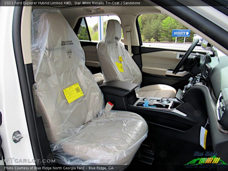 Star White Metallic Tri-Coat / Sandstone 2021 Ford Explorer Hybrid Limited 4WD