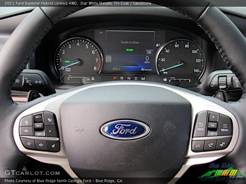 Star White Metallic Tri-Coat / Sandstone 2021 Ford Explorer Hybrid Limited 4WD