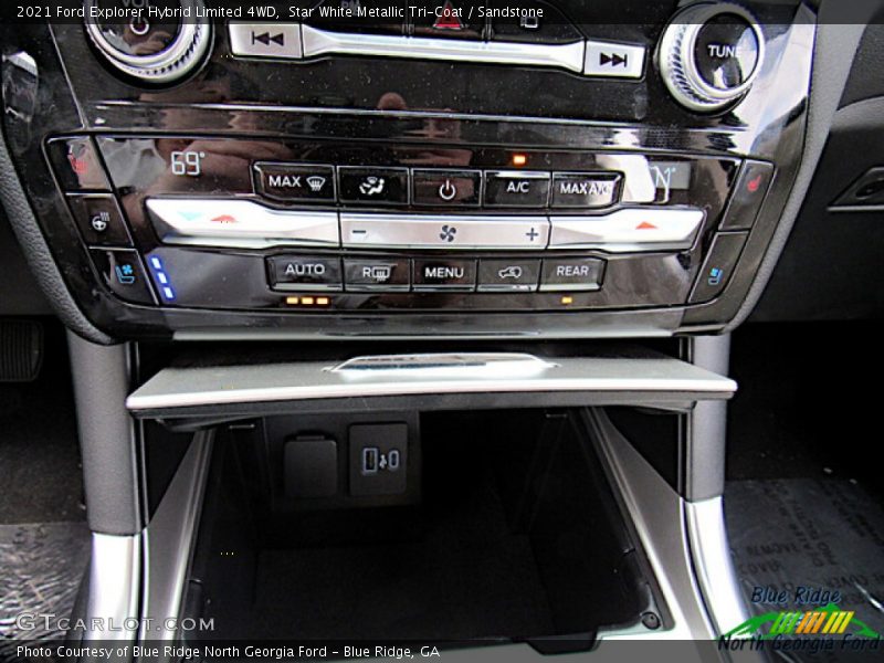 Star White Metallic Tri-Coat / Sandstone 2021 Ford Explorer Hybrid Limited 4WD