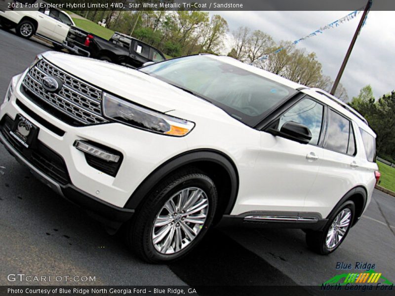 Star White Metallic Tri-Coat / Sandstone 2021 Ford Explorer Hybrid Limited 4WD