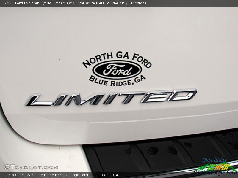 Star White Metallic Tri-Coat / Sandstone 2021 Ford Explorer Hybrid Limited 4WD