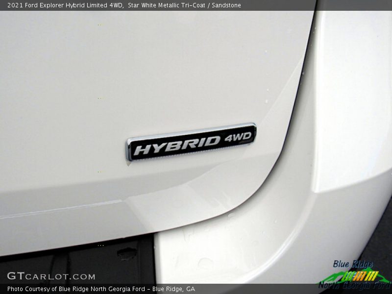 Star White Metallic Tri-Coat / Sandstone 2021 Ford Explorer Hybrid Limited 4WD