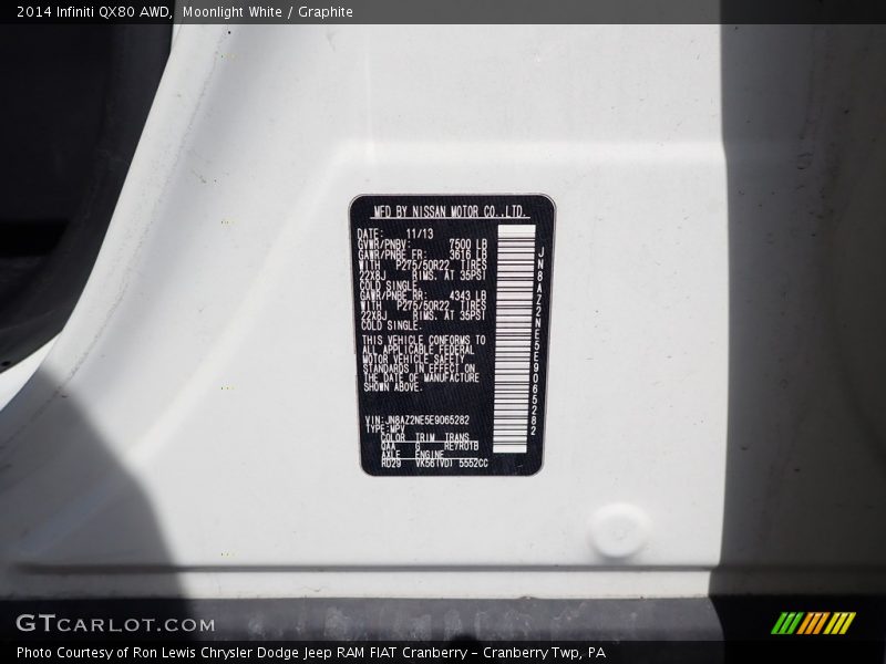Moonlight White / Graphite 2014 Infiniti QX80 AWD