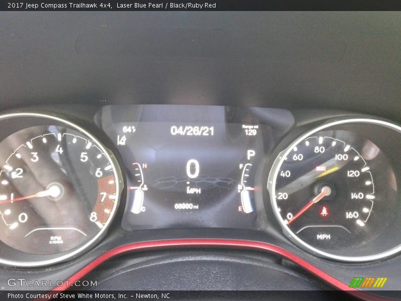 Laser Blue Pearl / Black/Ruby Red 2017 Jeep Compass Trailhawk 4x4