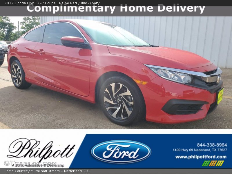 Rallye Red / Black/Ivory 2017 Honda Civic LX-P Coupe