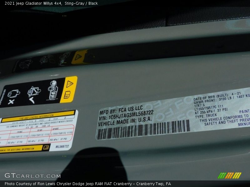 Sting-Gray / Black 2021 Jeep Gladiator Willys 4x4