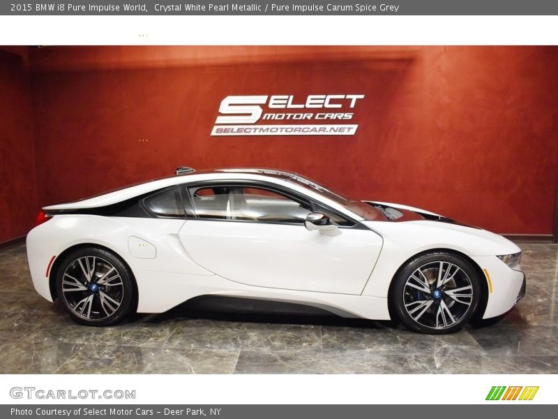 Crystal White Pearl Metallic / Pure Impulse Carum Spice Grey 2015 BMW i8 Pure Impulse World