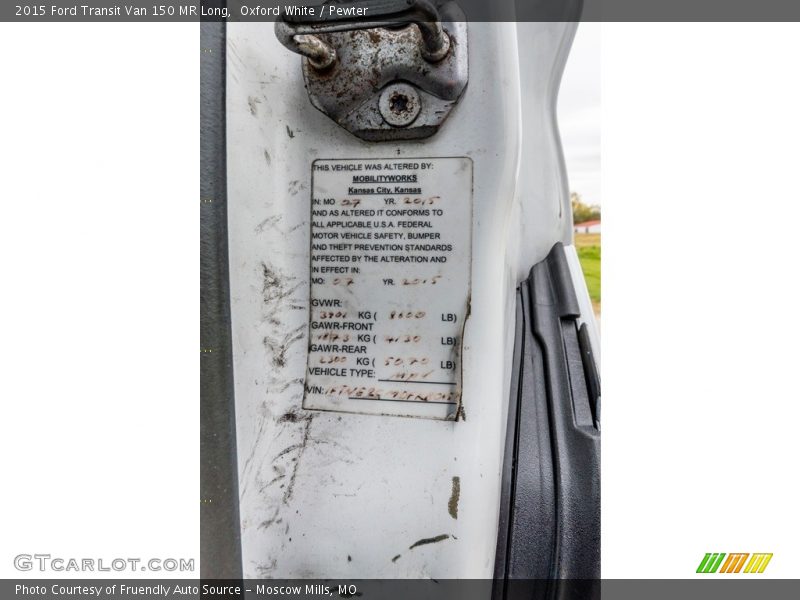 Oxford White / Pewter 2015 Ford Transit Van 150 MR Long