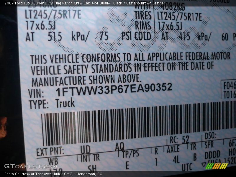 Black / Castano Brown Leather 2007 Ford F350 Super Duty King Ranch Crew Cab 4x4 Dually
