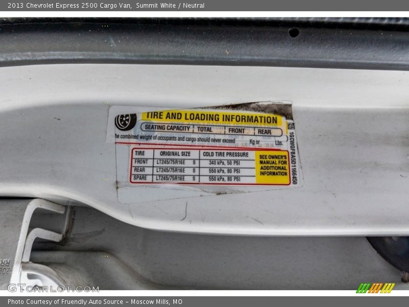 Summit White / Neutral 2013 Chevrolet Express 2500 Cargo Van