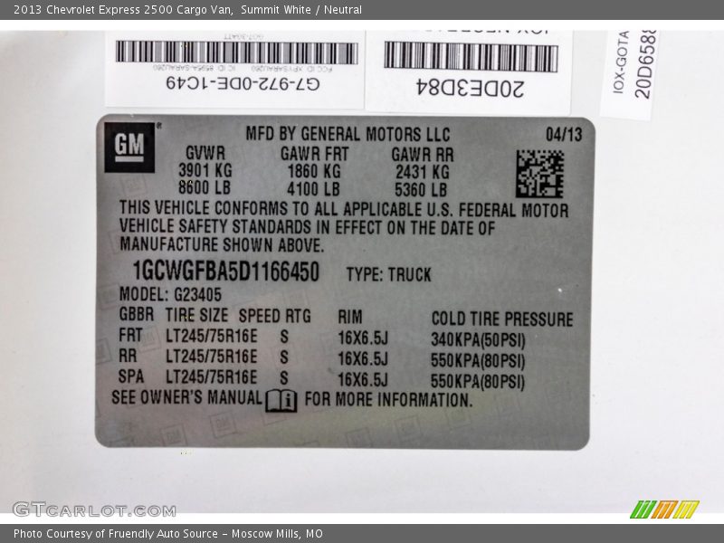 Summit White / Neutral 2013 Chevrolet Express 2500 Cargo Van