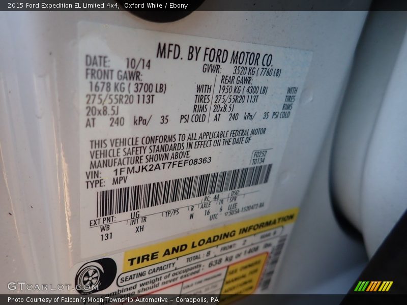 Oxford White / Ebony 2015 Ford Expedition EL Limited 4x4