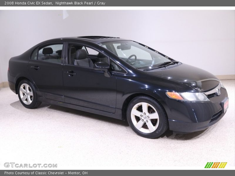 Nighthawk Black Pearl / Gray 2008 Honda Civic EX Sedan