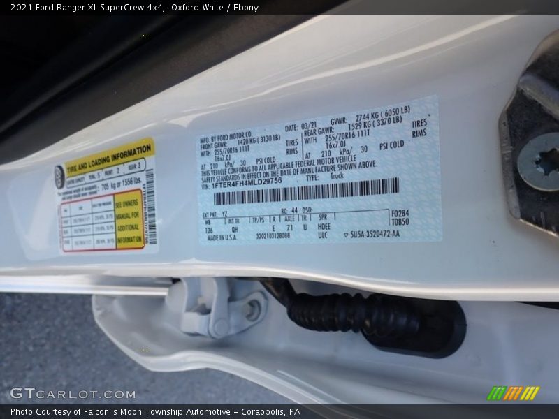 Oxford White / Ebony 2021 Ford Ranger XL SuperCrew 4x4