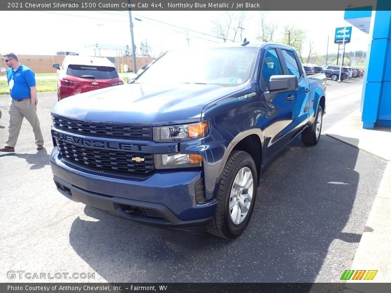 Northsky Blue Metallic / Jet Black 2021 Chevrolet Silverado 1500 Custom Crew Cab 4x4