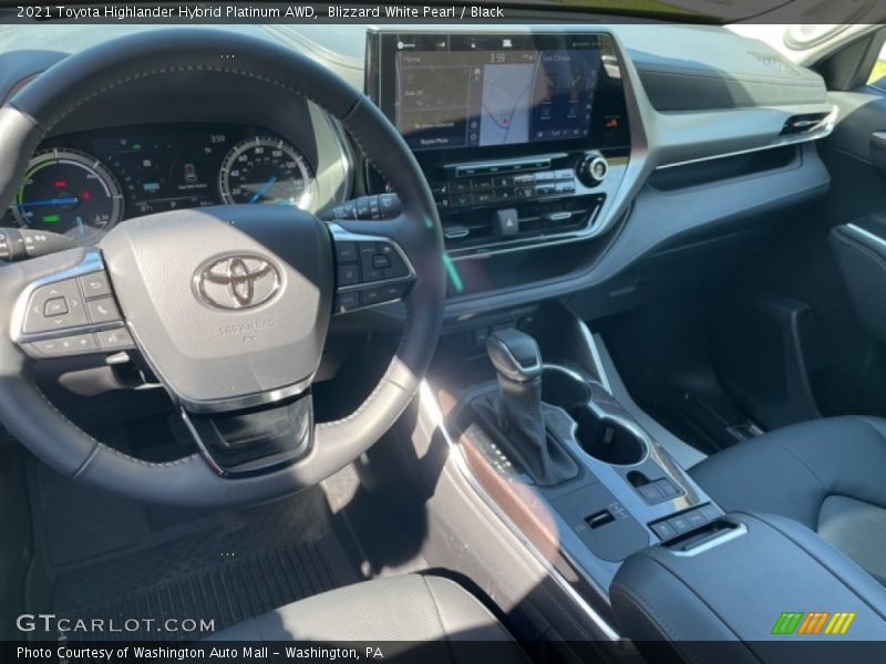Blizzard White Pearl / Black 2021 Toyota Highlander Hybrid Platinum AWD