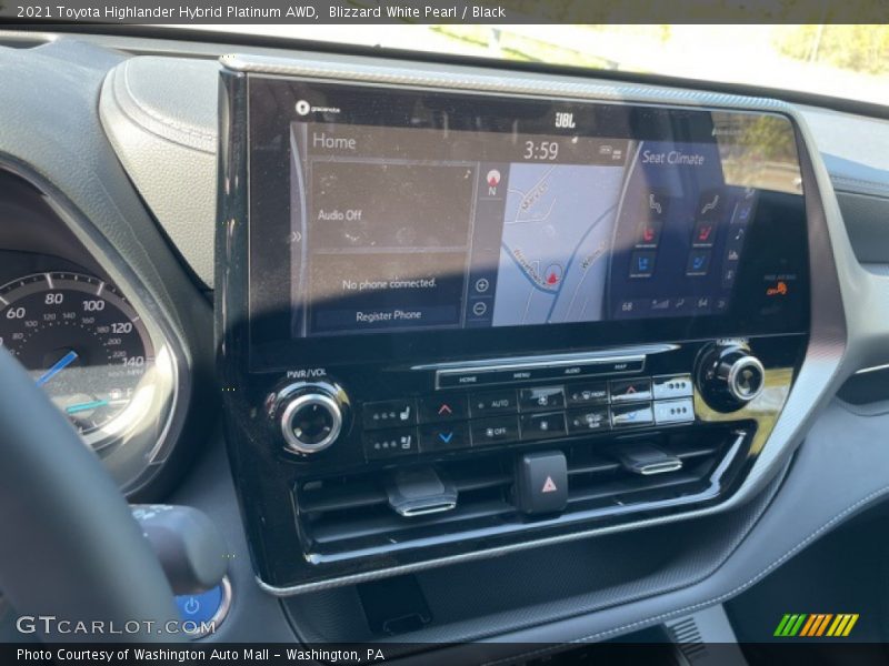 Blizzard White Pearl / Black 2021 Toyota Highlander Hybrid Platinum AWD
