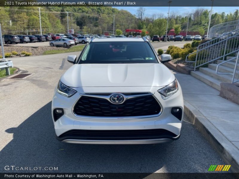 Blizzard White Pearl / Black 2021 Toyota Highlander Hybrid Platinum AWD