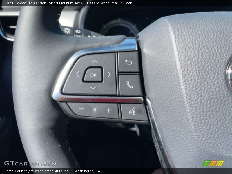 Blizzard White Pearl / Black 2021 Toyota Highlander Hybrid Platinum AWD