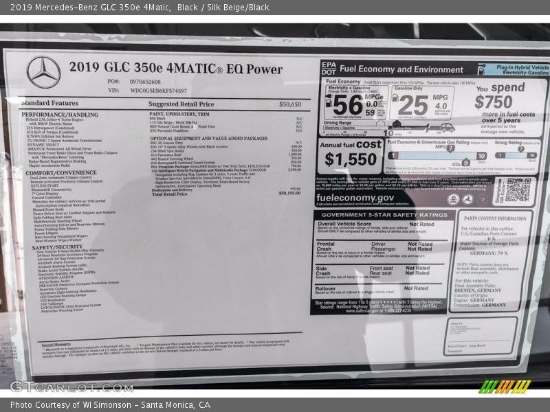 Black / Silk Beige/Black 2019 Mercedes-Benz GLC 350e 4Matic