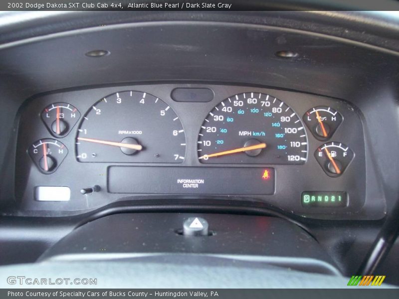 Atlantic Blue Pearl / Dark Slate Gray 2002 Dodge Dakota SXT Club Cab 4x4