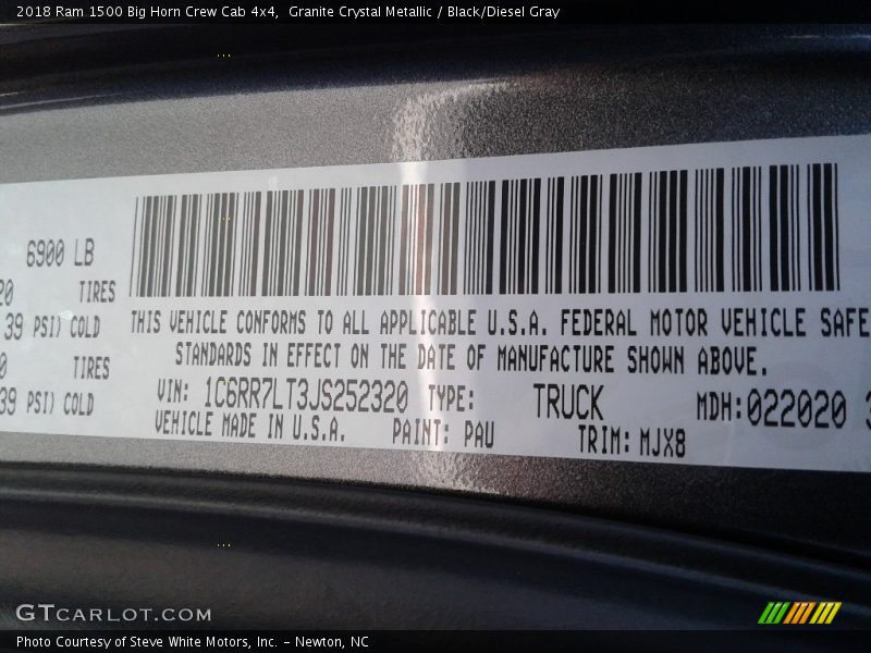 Granite Crystal Metallic / Black/Diesel Gray 2018 Ram 1500 Big Horn Crew Cab 4x4
