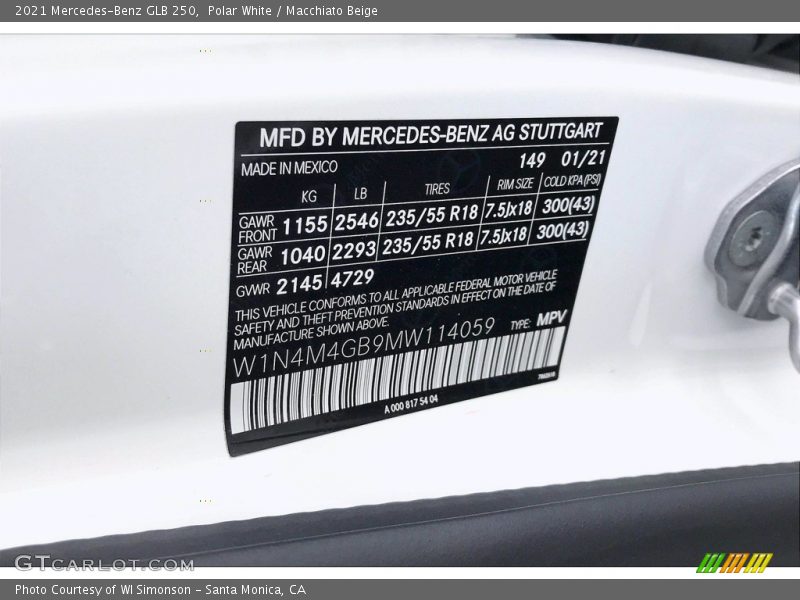 Polar White / Macchiato Beige 2021 Mercedes-Benz GLB 250