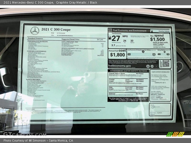 Graphite Gray Metallic / Black 2021 Mercedes-Benz C 300 Coupe
