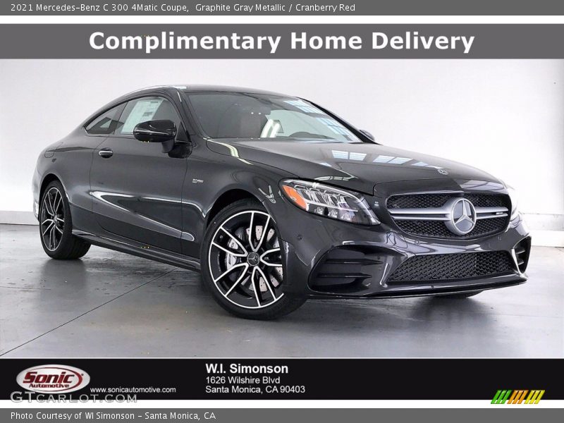 Graphite Gray Metallic / Cranberry Red 2021 Mercedes-Benz C 300 4Matic Coupe