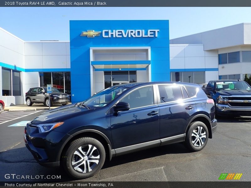 Galactic Aqua Mica / Black 2018 Toyota RAV4 LE AWD