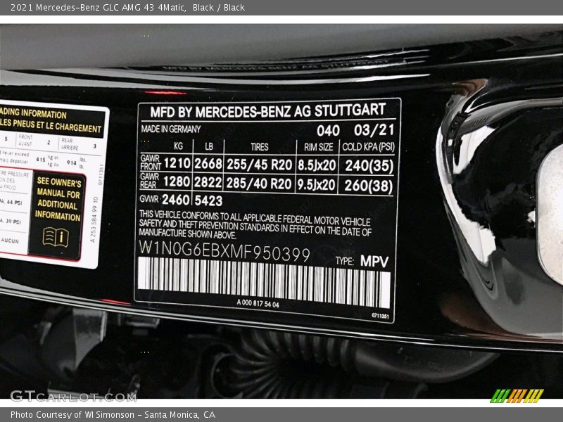 Black / Black 2021 Mercedes-Benz GLC AMG 43 4Matic
