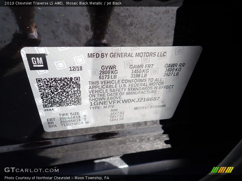 Mosaic Black Metallic / Jet Black 2019 Chevrolet Traverse LS AWD
