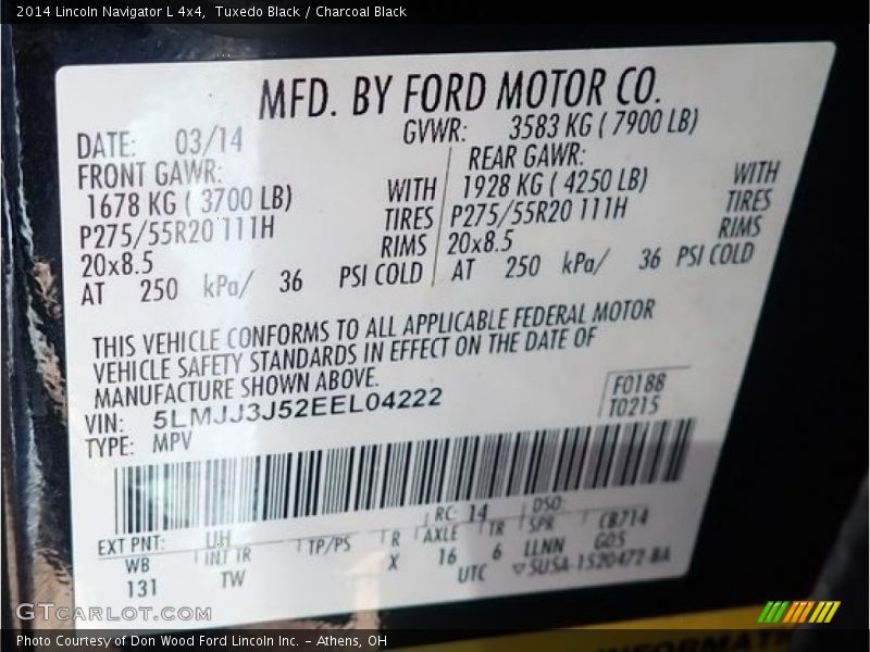 Tuxedo Black / Charcoal Black 2014 Lincoln Navigator L 4x4