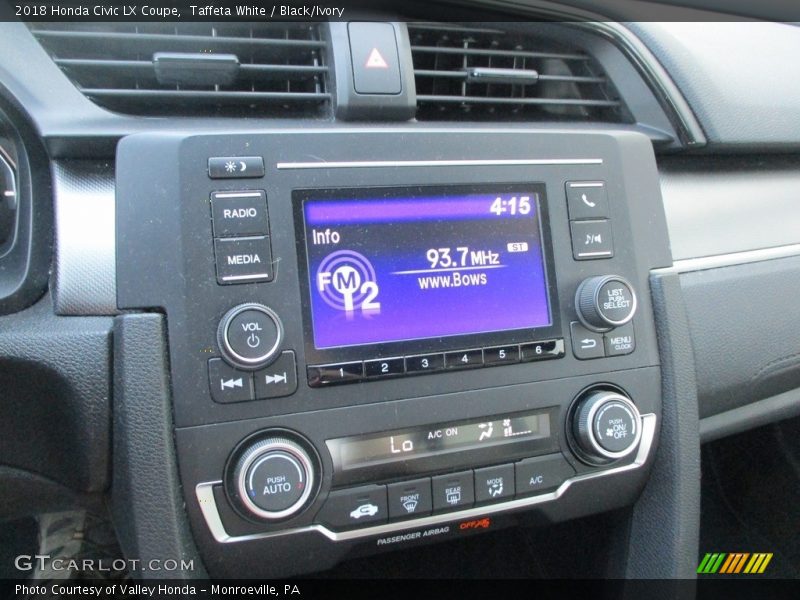Taffeta White / Black/Ivory 2018 Honda Civic LX Coupe