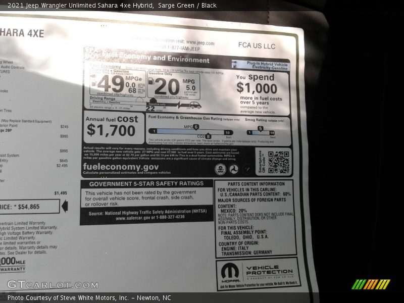 Sarge Green / Black 2021 Jeep Wrangler Unlimited Sahara 4xe Hybrid
