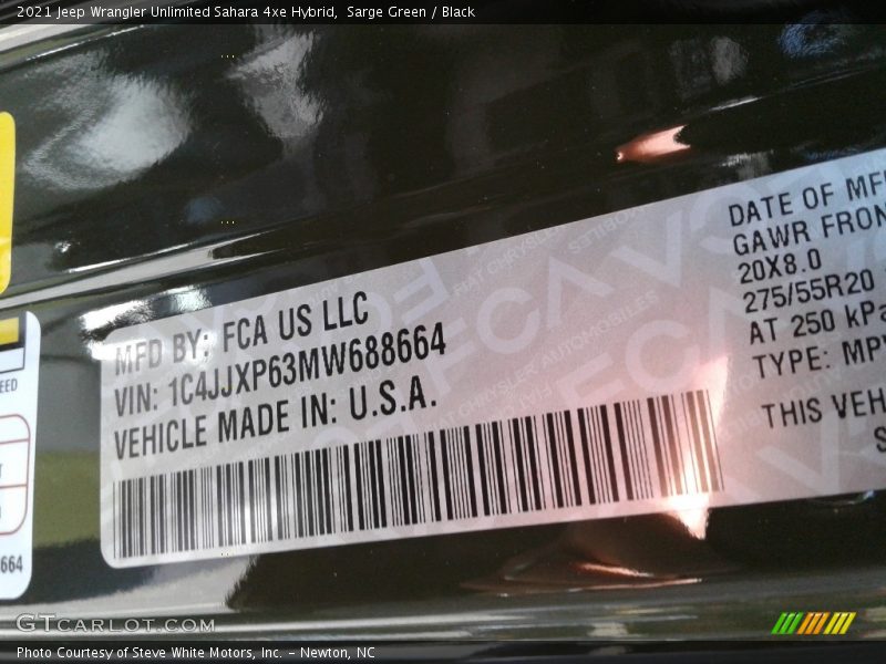 Sarge Green / Black 2021 Jeep Wrangler Unlimited Sahara 4xe Hybrid