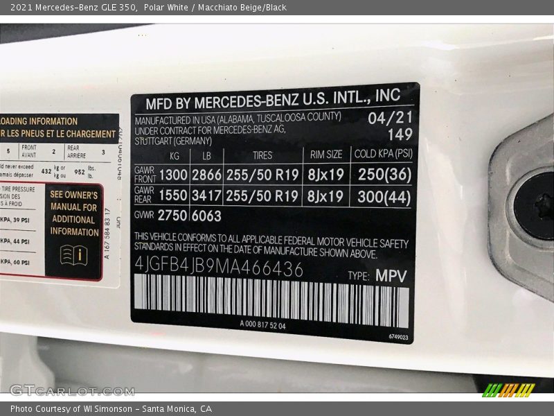Polar White / Macchiato Beige/Black 2021 Mercedes-Benz GLE 350